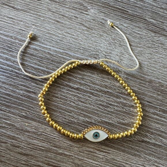 Gold Evil Eye Beaded Bracelet A1430 - Picture 3 of 4